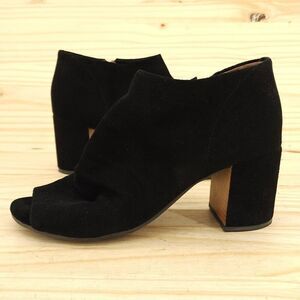 Gentle Souls Women's Sandal Booties Sz 10 Black Suede Block Heel Peep Toe Zip